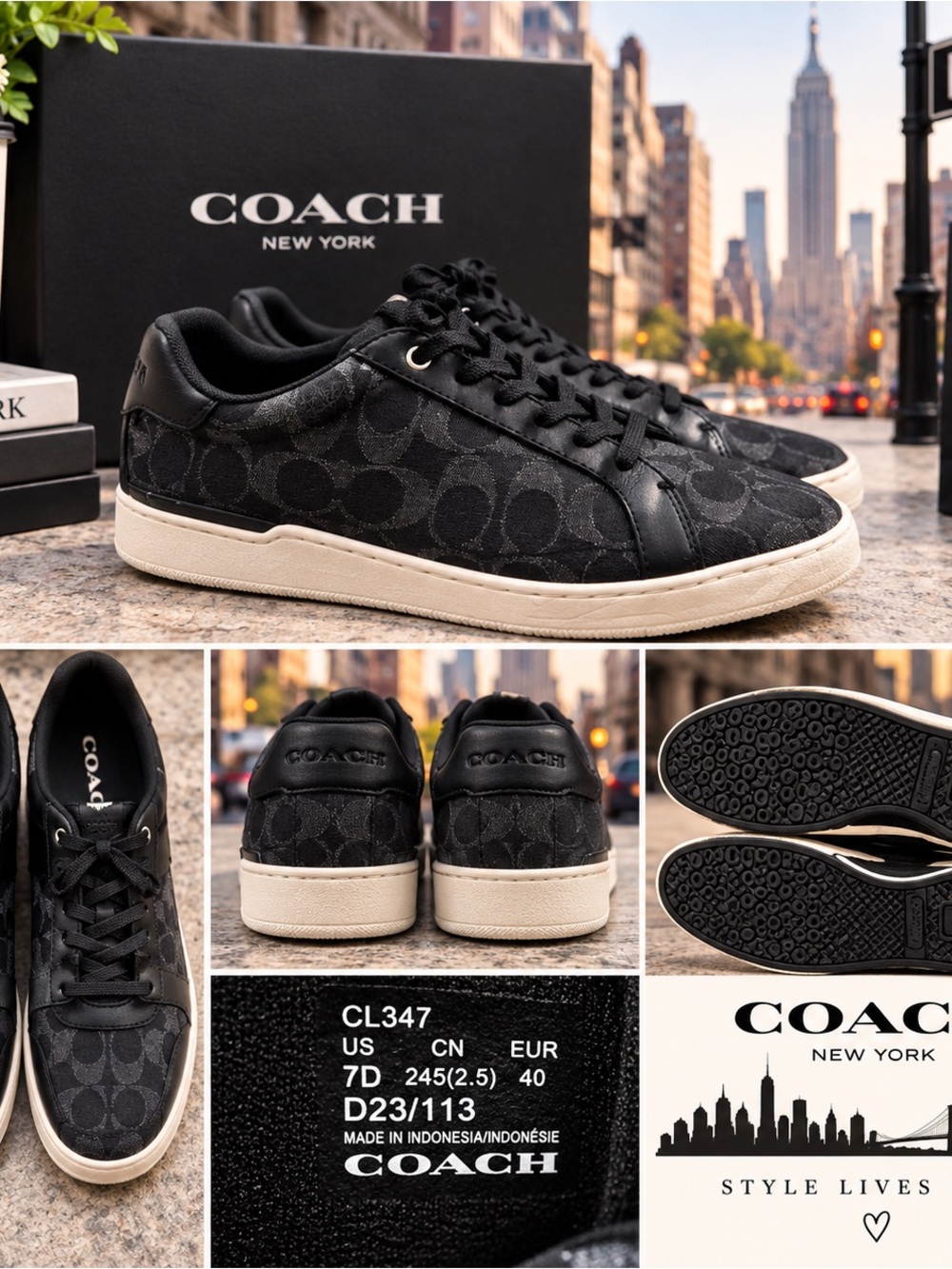 Coach Men’s Black Signature Canvas Low-Top Sneakers